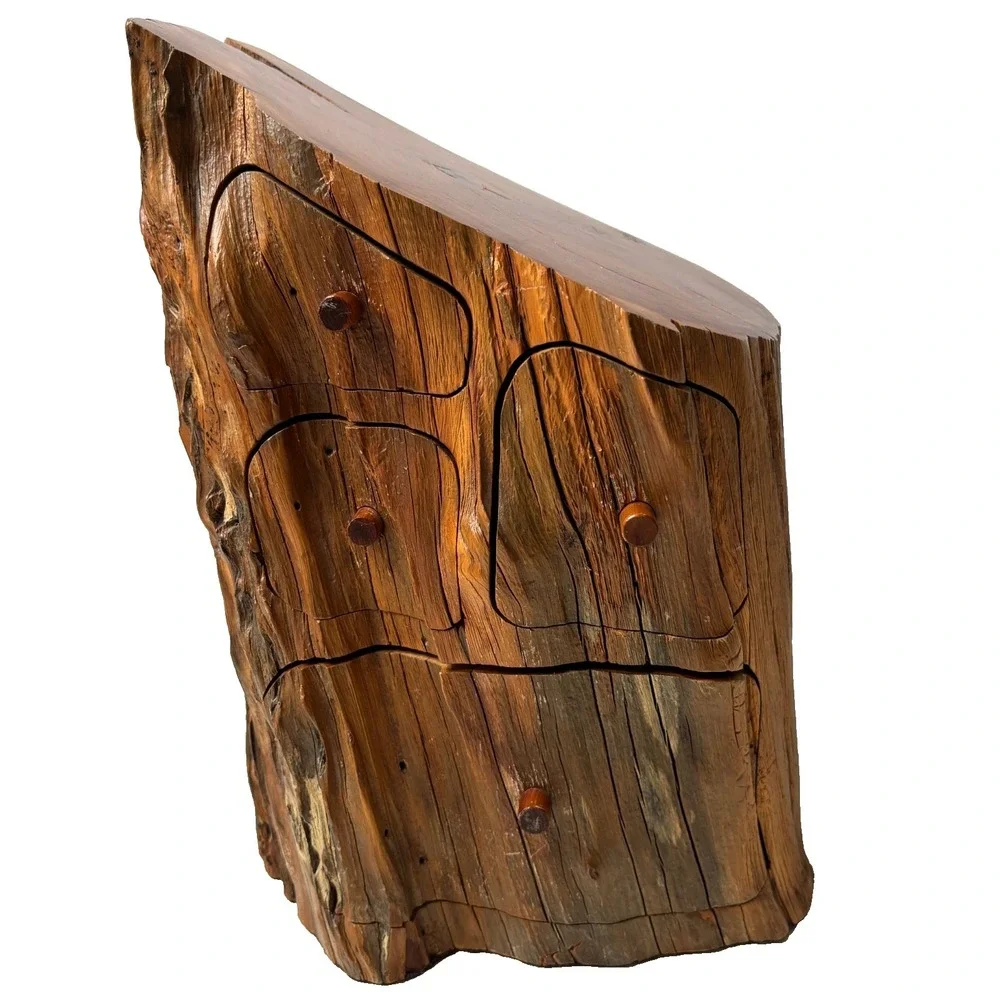 Jeff Trag 1988 Natural Wood 4 Drawer + Secret‎ Drawer Jewelry Box Cedar Signed
